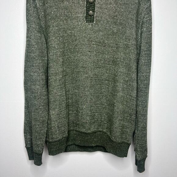 GAP Men's Sweater Green Medium Mock Neck Button Holiday Christmas Causal Office - Picture 3 of 8